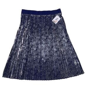 Lularoe Womens‎ Skirt Jill Size 3XL Pleated Blue Metallic Silver Paisley NWT